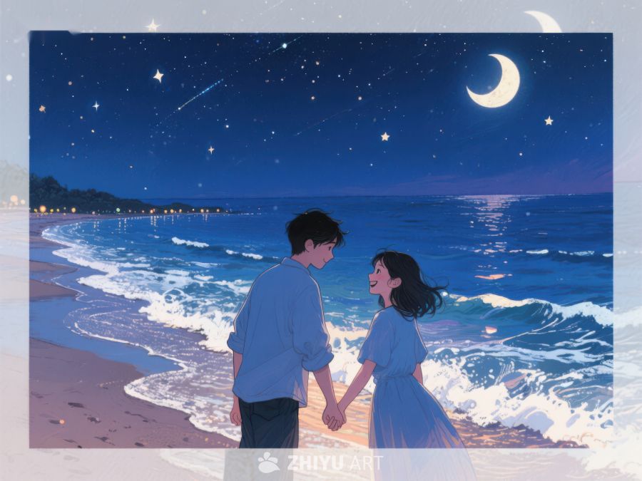 夜空下的海边情侣 1042