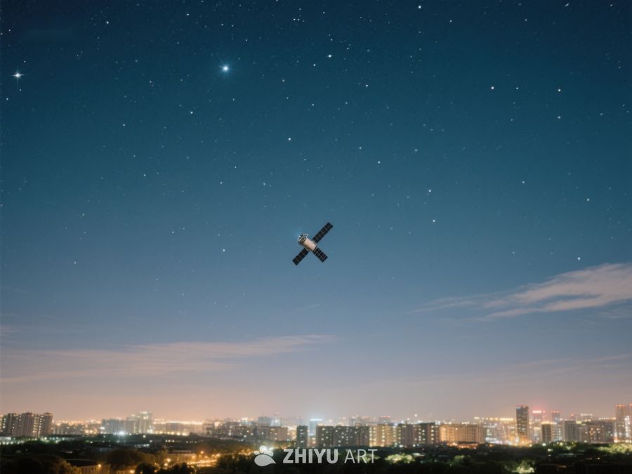 夜空中的卫星与城市剪影 450