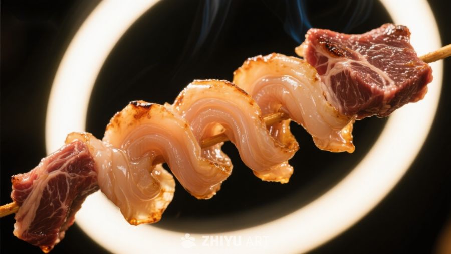 烤肉串上的烟熏美味