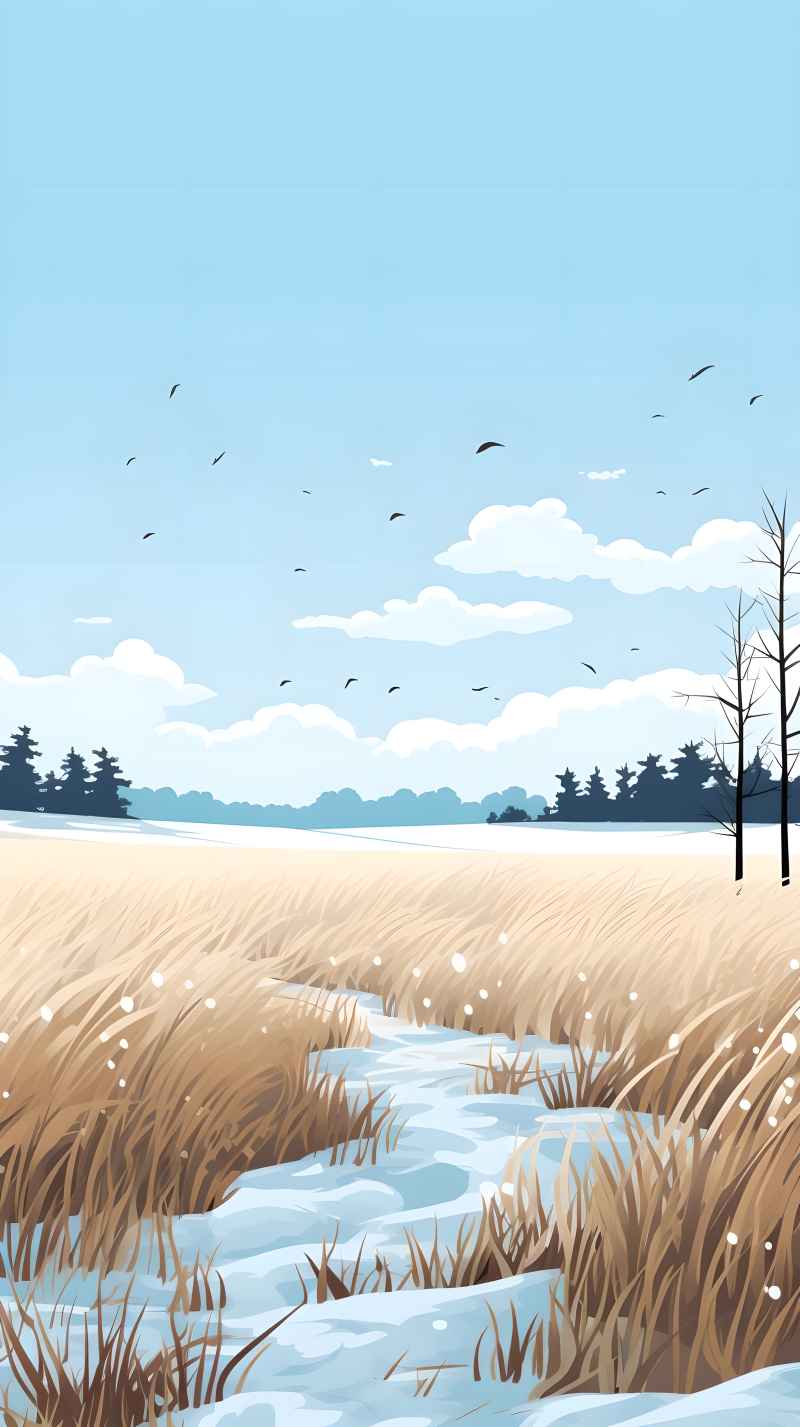 冬季唯美创意背景插画图 49