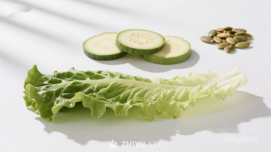 生菜与西葫芦切片静物