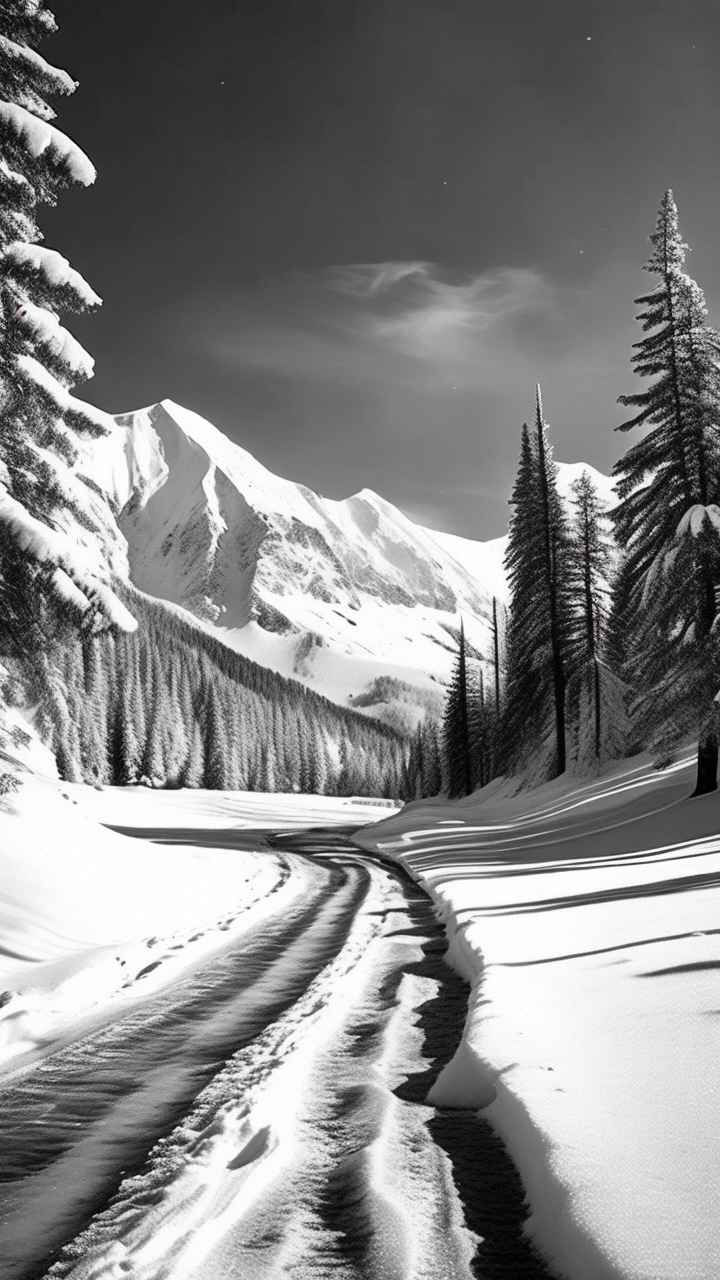 冬季背景图插画雪山雪景 40