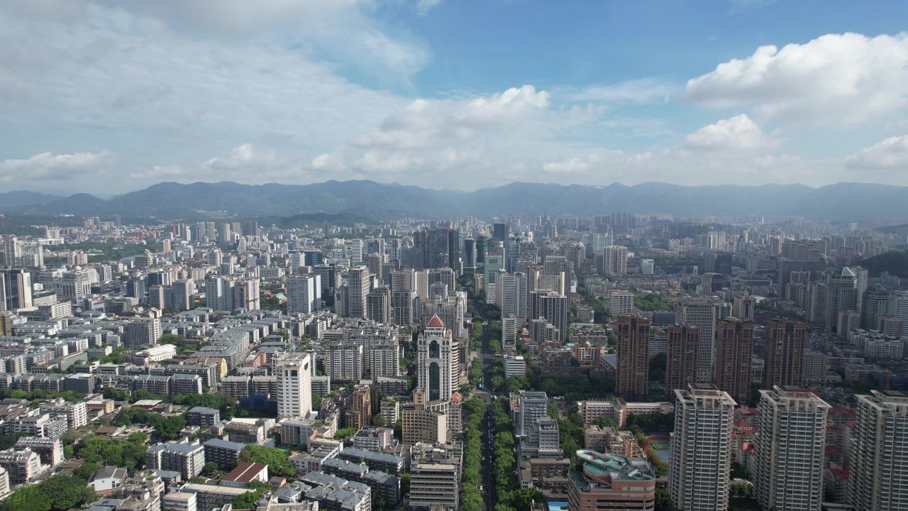 福建福州城市风光航拍 