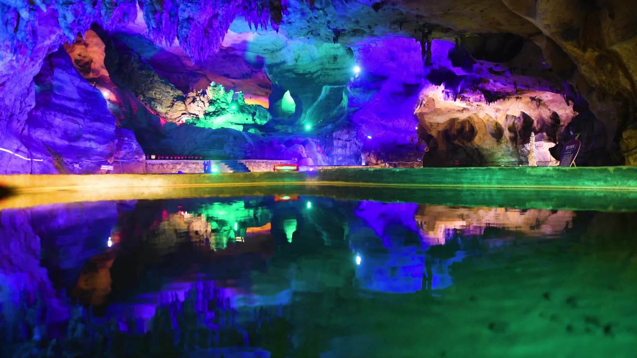 4K喀斯特地貌溶洞景观 地下溶洞自然景观
