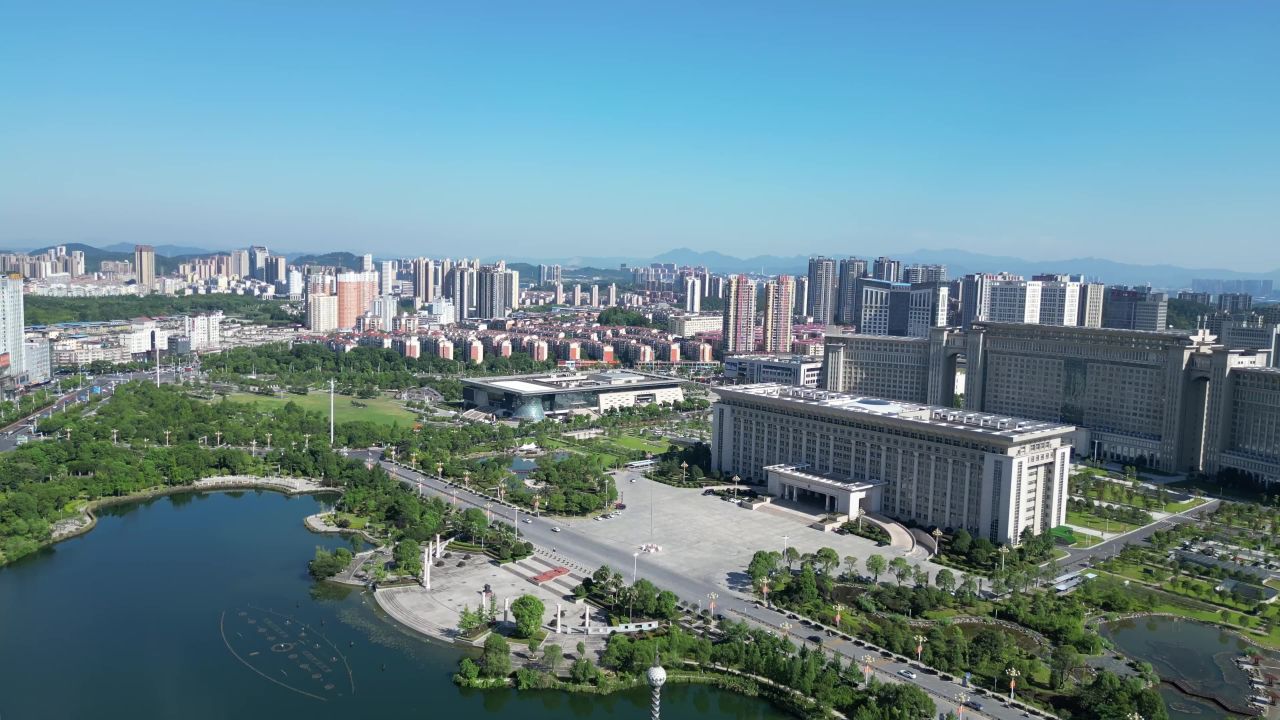 航拍江西宜春建设宜春大景