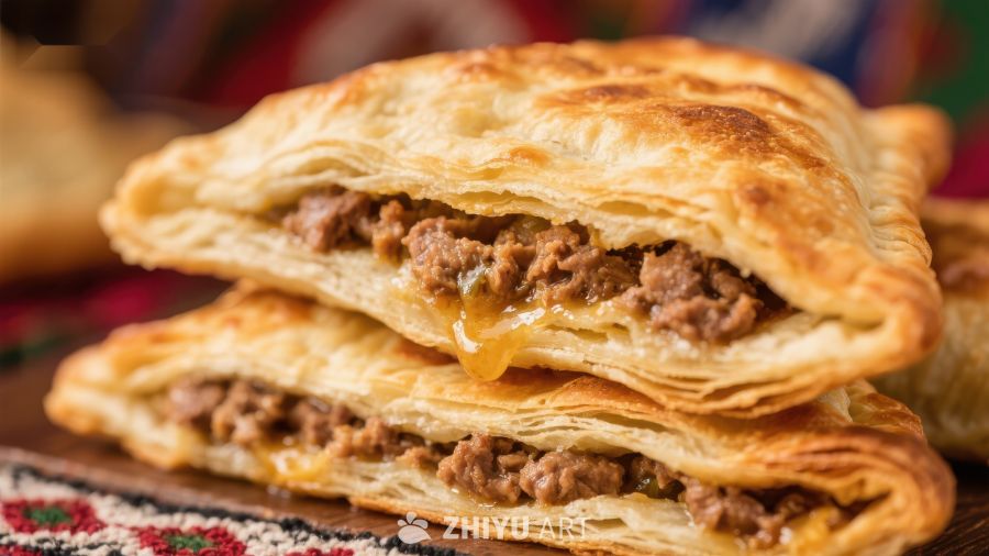 酥皮肉馅饼，层次分明