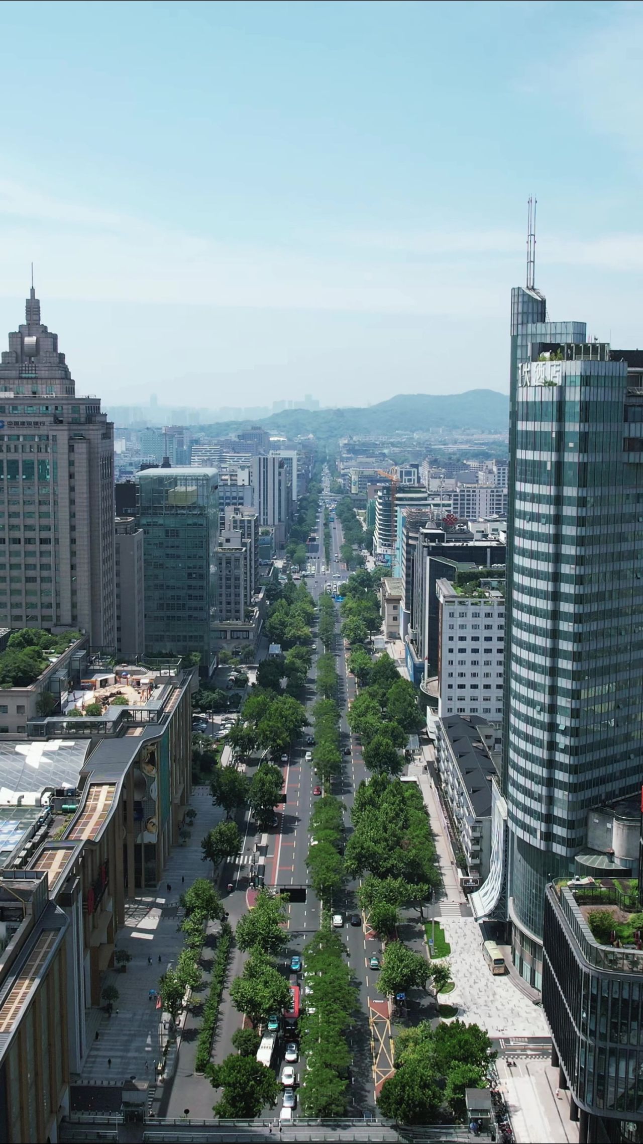 浙江杭州滨江新区城市建设竖屏航拍 