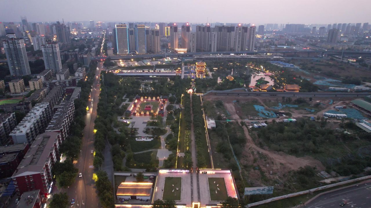 河南洛阳城市风光旅游景区航拍 