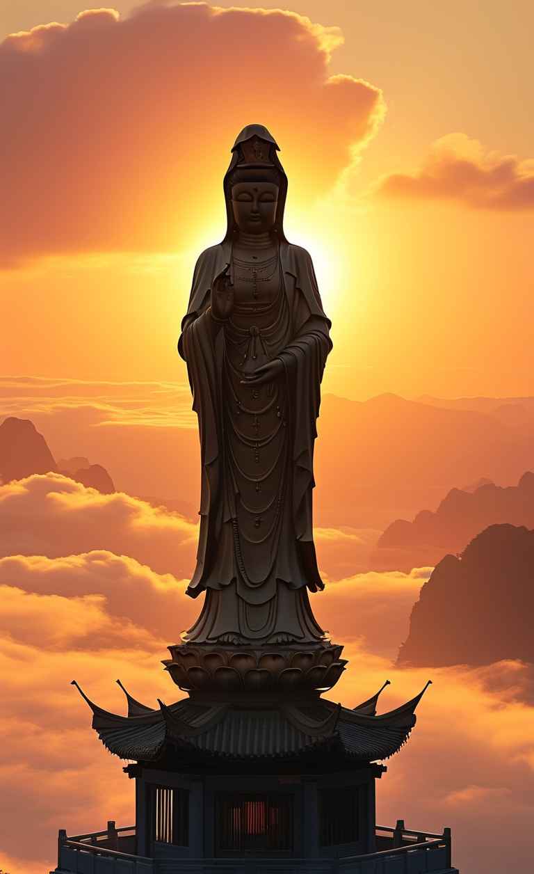 夕阳黄昏下的观音庄严 3