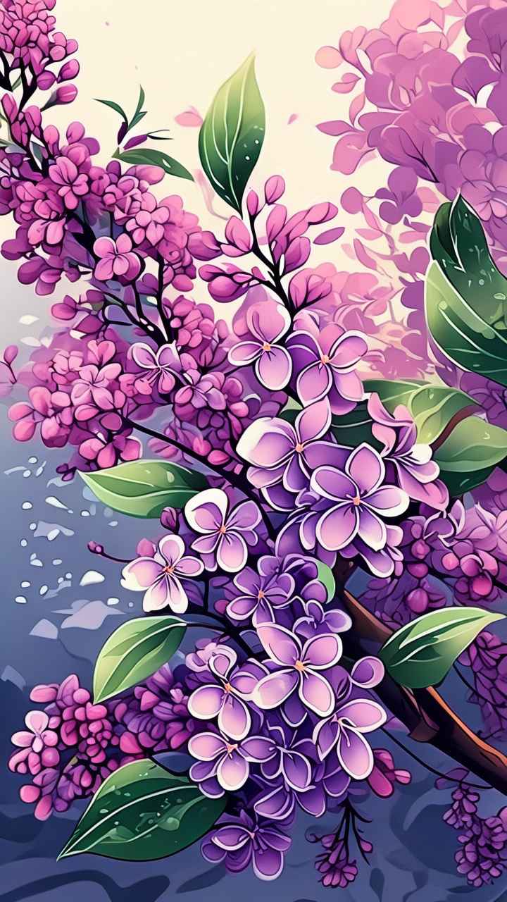 春季紫丁香扁平插画 8