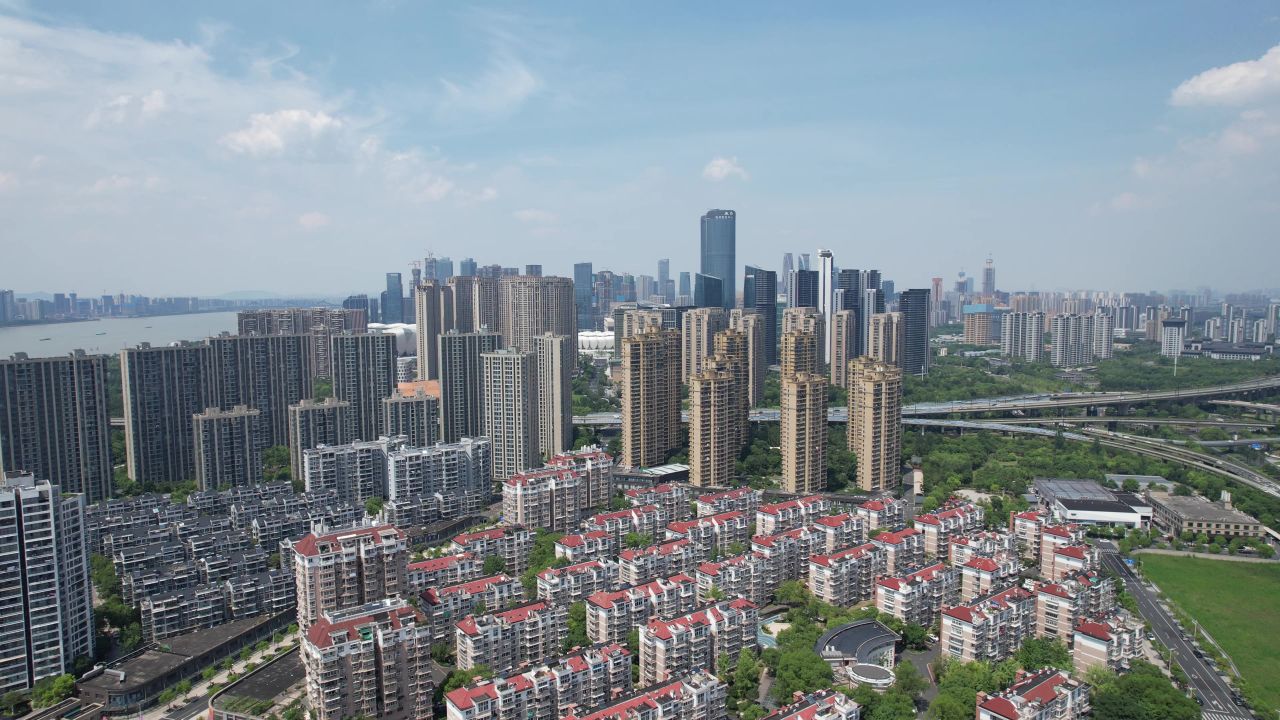 浙江杭州城市风光地标建筑航拍