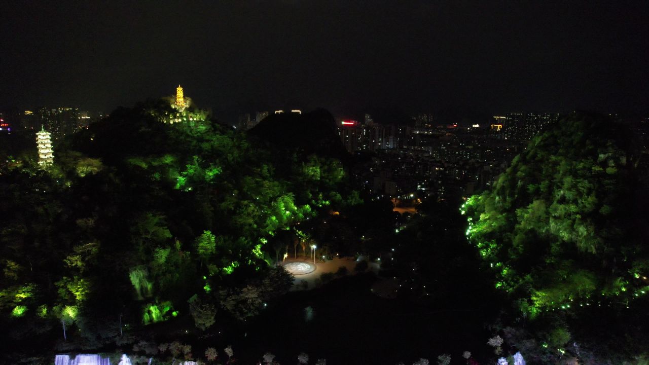 柳州盘龙公园瀑布航拍