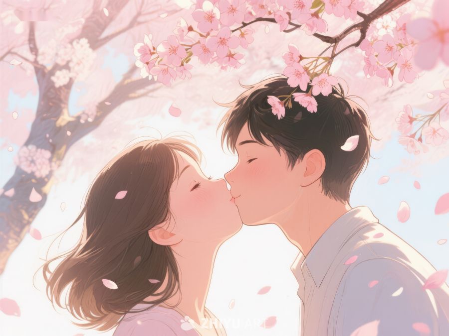 樱花树下情侣轻吻 1104