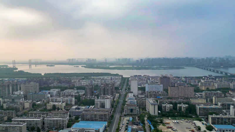 湖北襄阳城市风光航拍摄影图