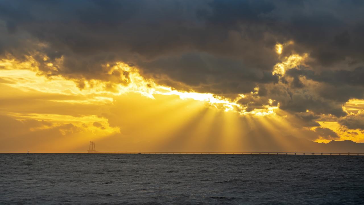 海面夕阳天空云彩景象三
