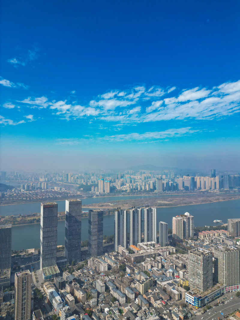 湖南长沙城市风光航拍摄影图 