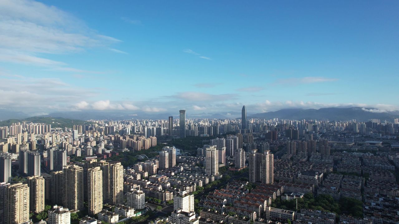 浙江温州城市风光航拍 
