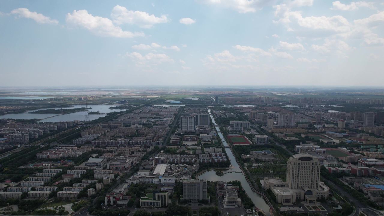 山东东营城市风光航拍  