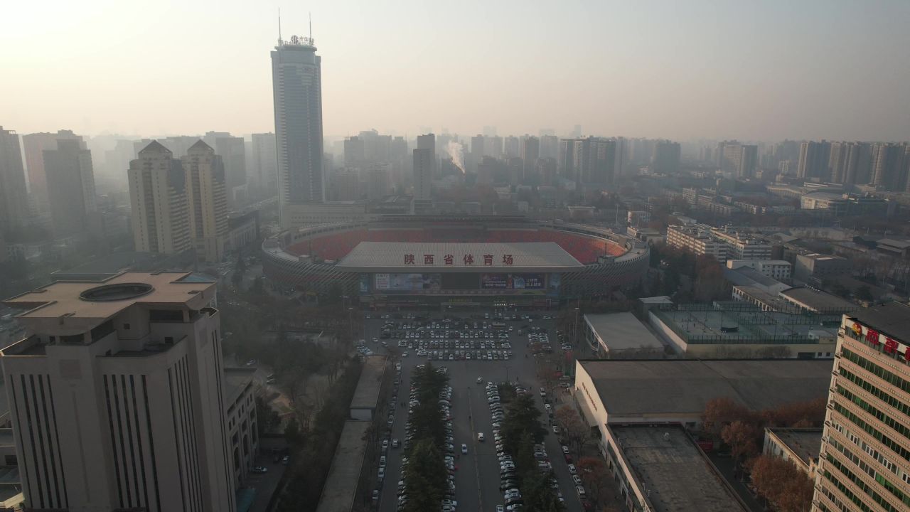 陕西省 体育馆 航拍 