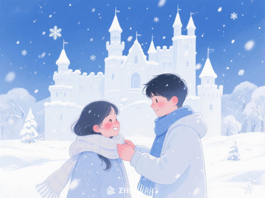 冬日城堡前的温馨时刻 94