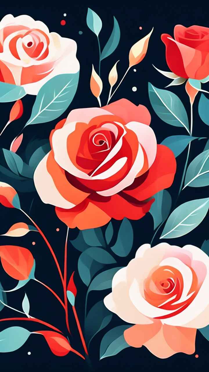抽象花卉玫瑰插画 9