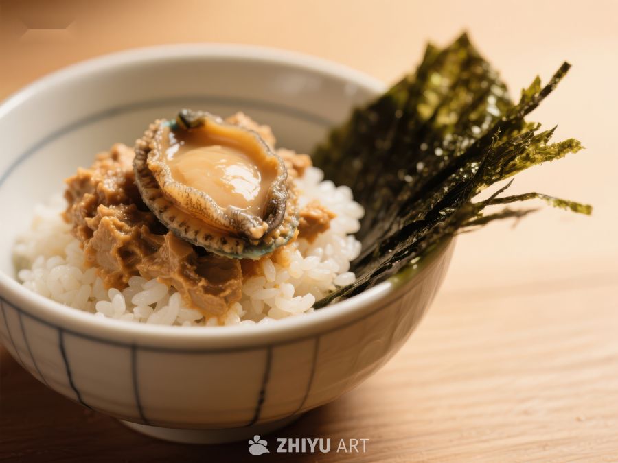 鲍鱼饭配海苔，日式美食 1