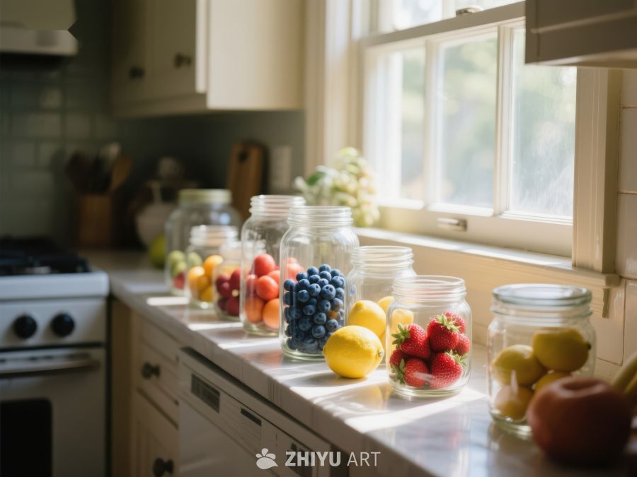 窗台上的新鲜水果与罐装食品 140