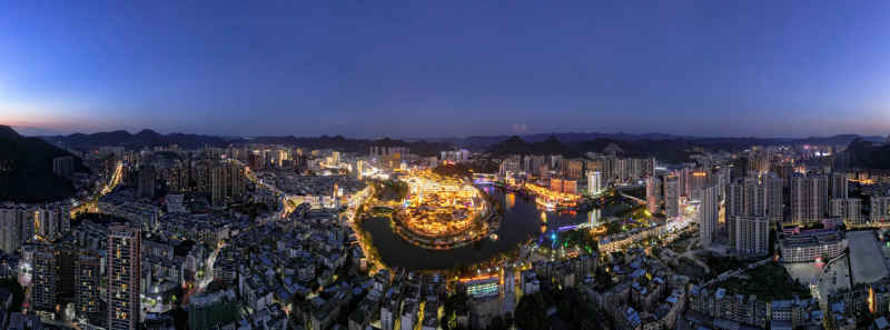 贵州铜仁城市风光全景图航拍