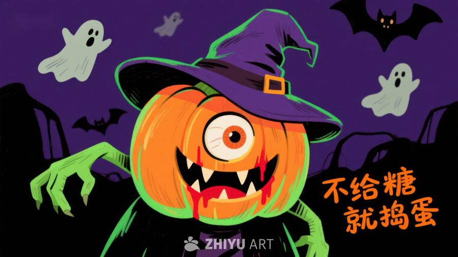 万圣节南瓜巫师，不给糖就捣蛋