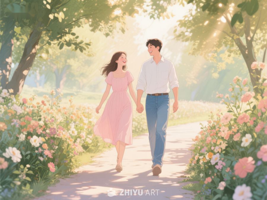 情侣漫步花间小径 514