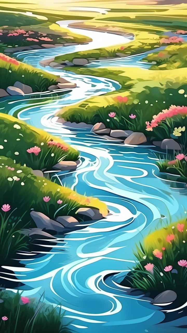 一条小溪蜿蜒流过水面 6