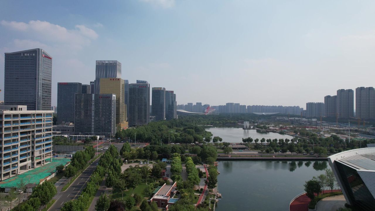 山东淄博新城金融中心CBD航拍