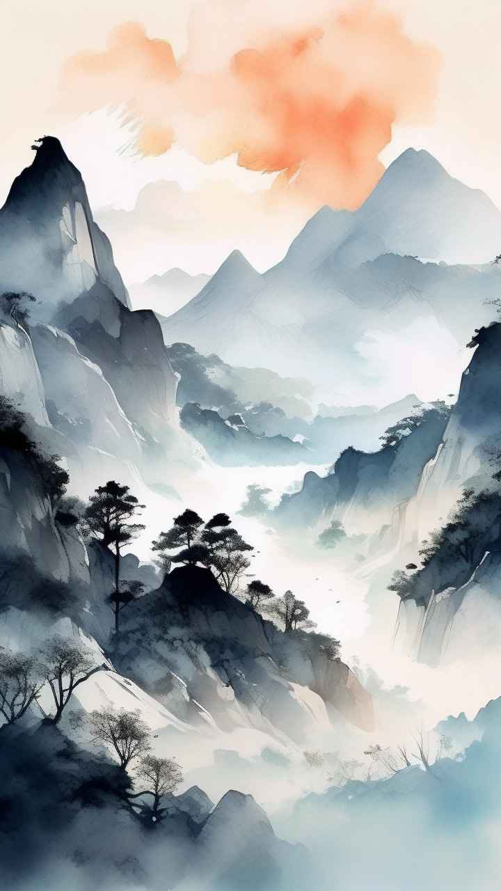 国风山水画背景插画 5