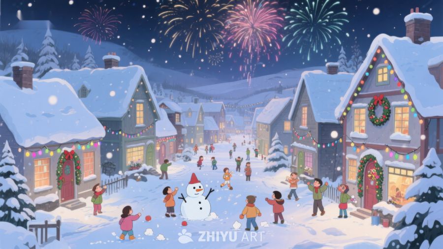 雪夜小镇欢庆圣诞 357