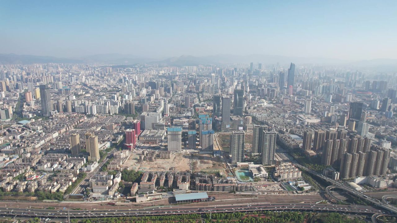 云南昆明城市风光地标建筑旅游景区航拍 