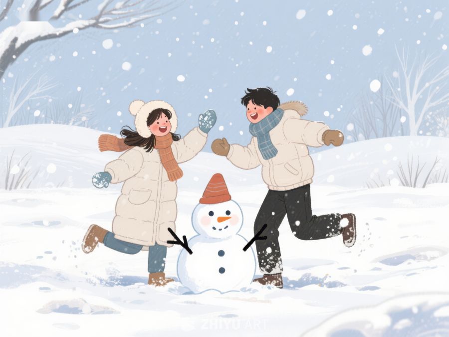 冬日雪地，欢乐堆雪人 83