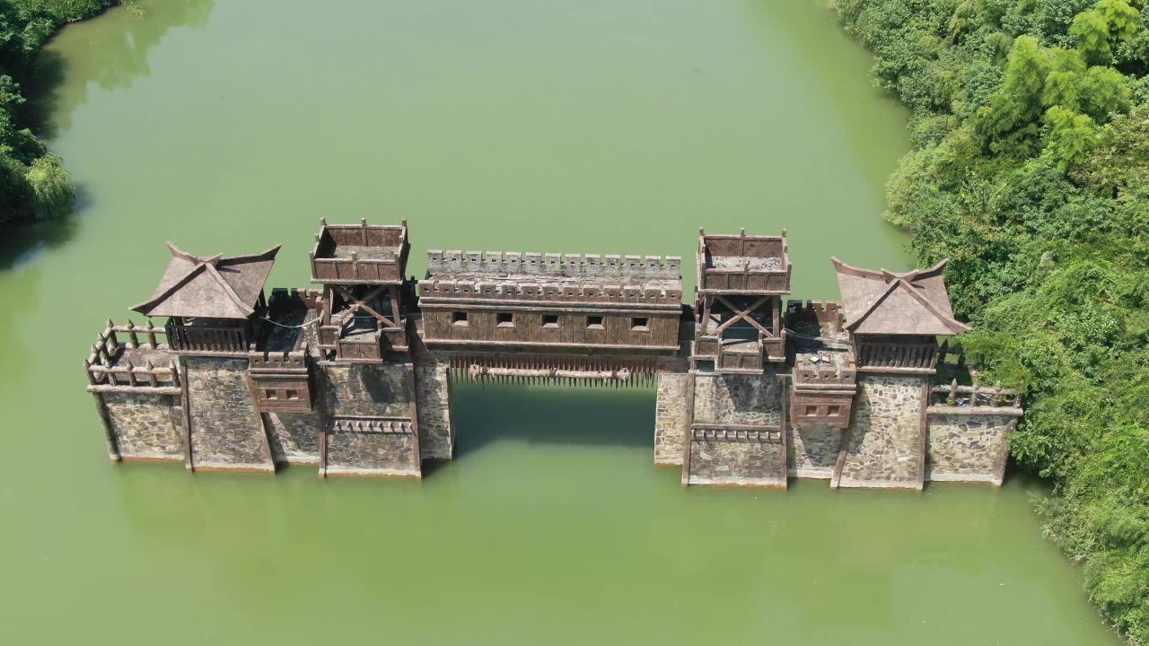 湖北赤壁三国古战场风景航拍  
