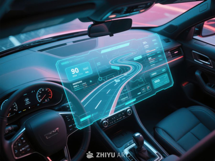 未来汽车内饰与虚拟导航界面 410