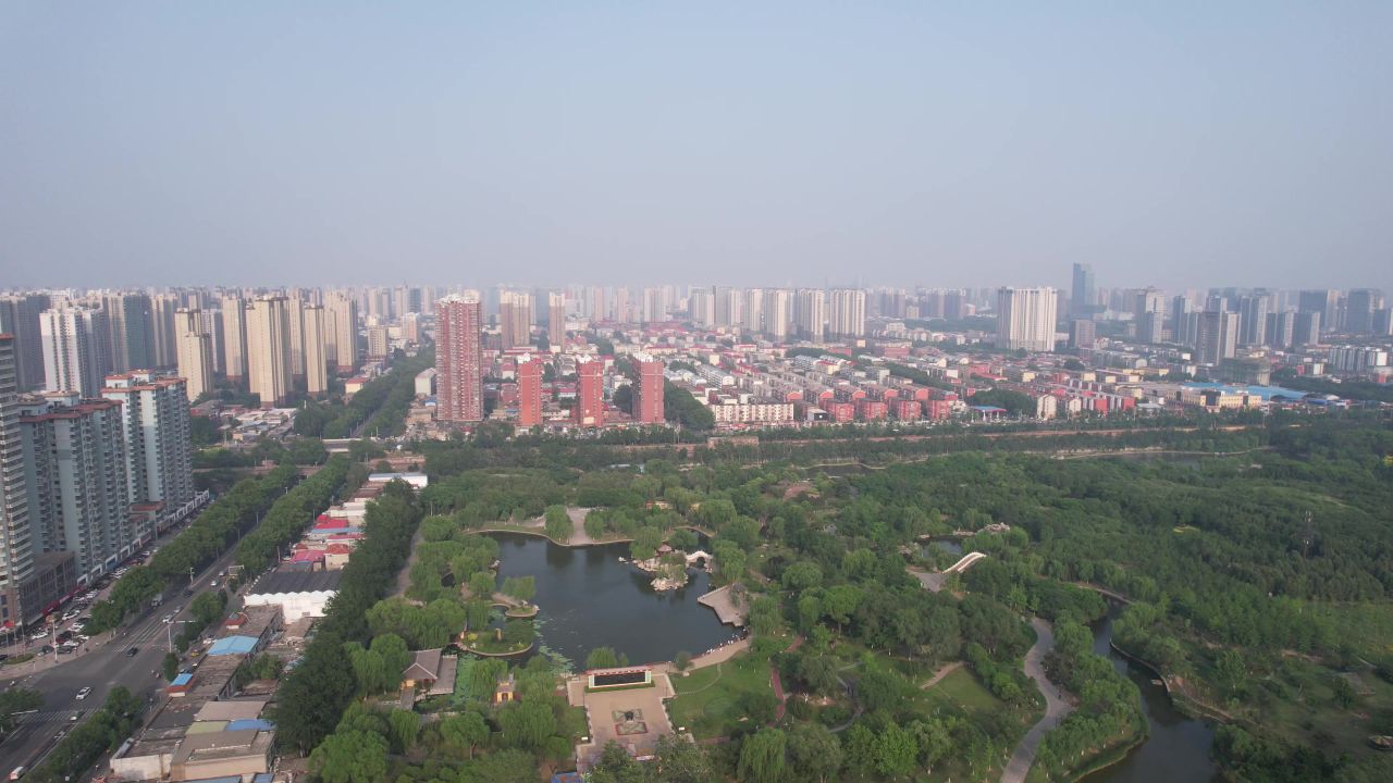 河北邯郸赵苑公园4A景区航拍 