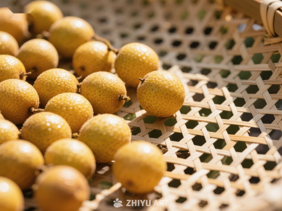 新鲜龙眼铺满竹编篮 671