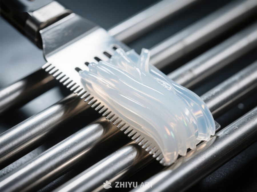 金属梳齿与透明塑料结合的工业部件 417
