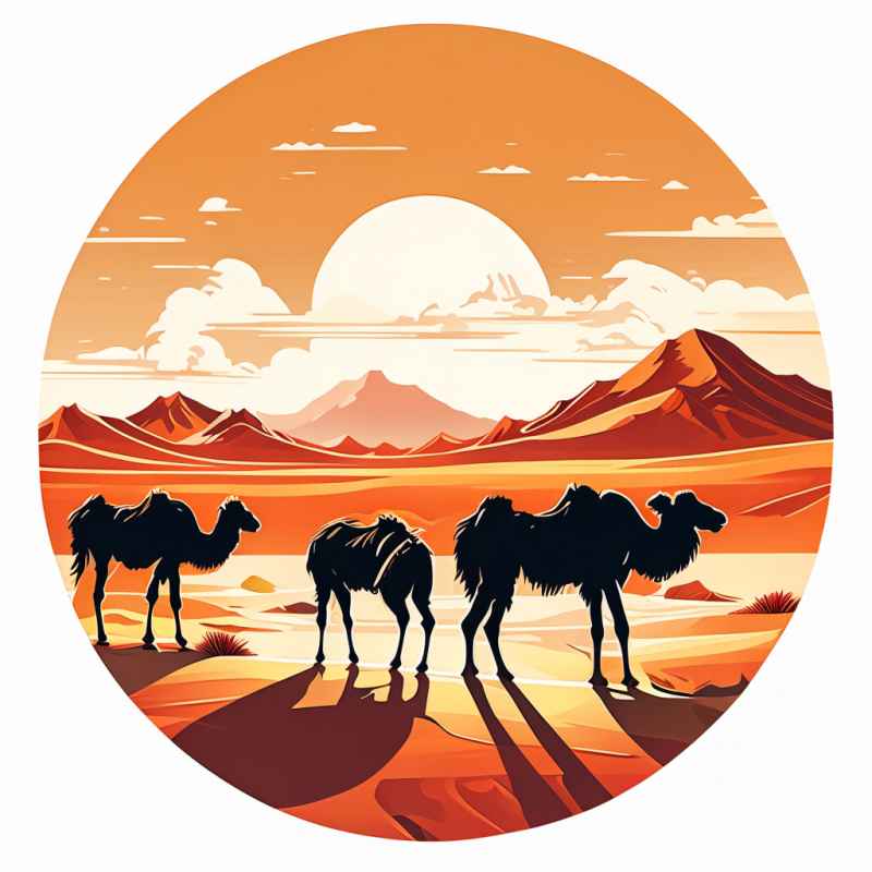 驼队沙漠丝绸之路元素插画 1