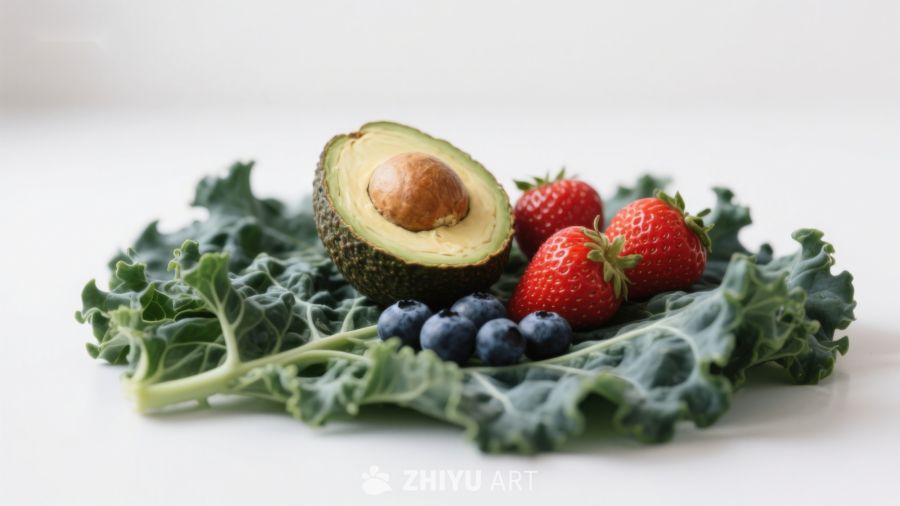 新鲜果蔬组合：牛油果、草莓与蓝莓 655