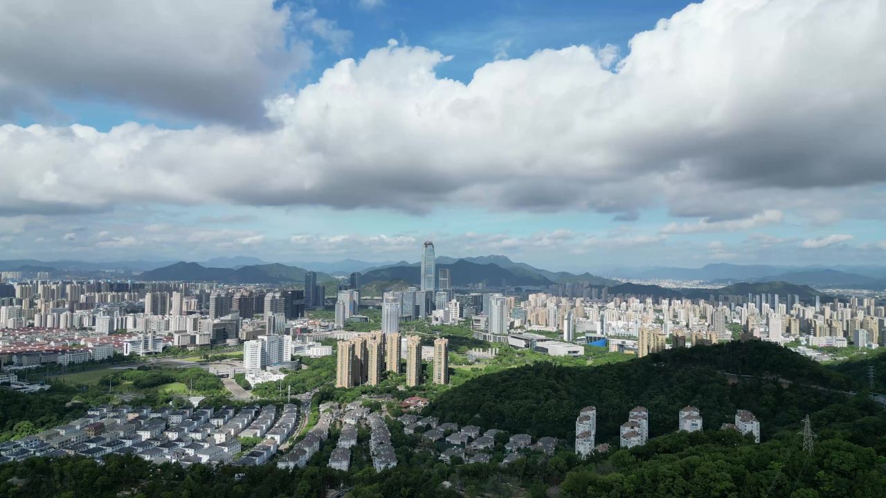  航拍台州大景白云飞瀑公园
