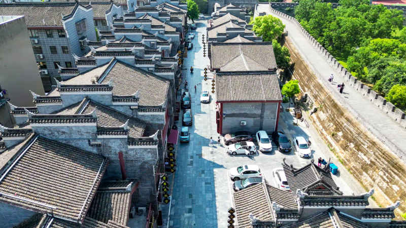 航拍湖南襄阳古城
