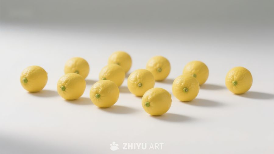 散落的黄色柠檬