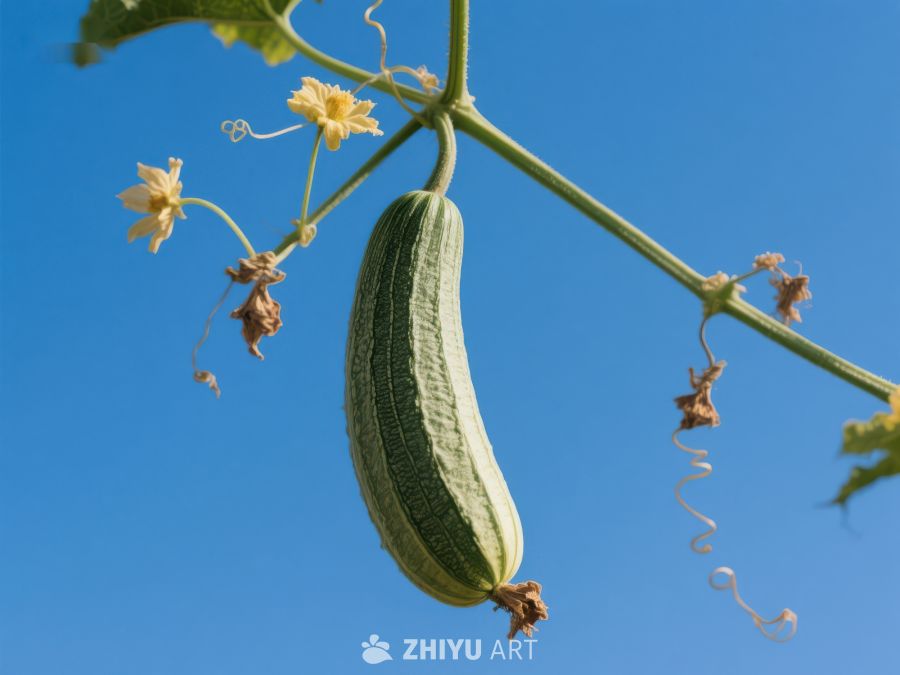 藤蔓上的绿色瓜果 388