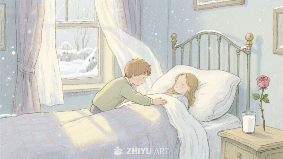 雪夜床边的温馨时刻 528