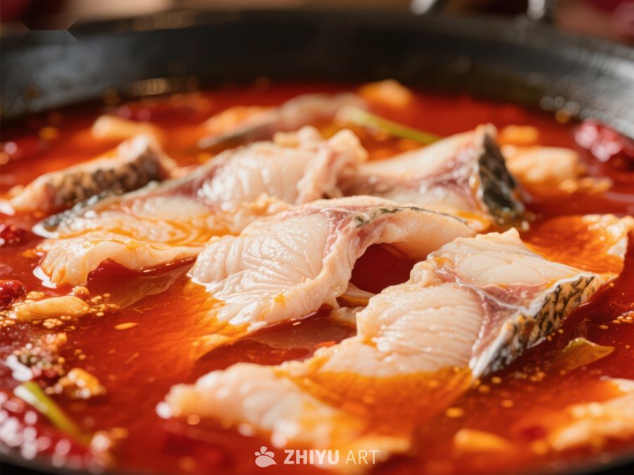 麻辣鱼片火锅特写 423