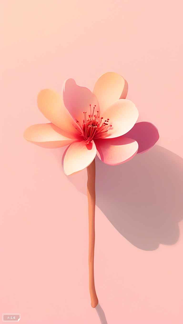 一朵桃花粉色渐变插画 4